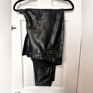 Black faux leather pants